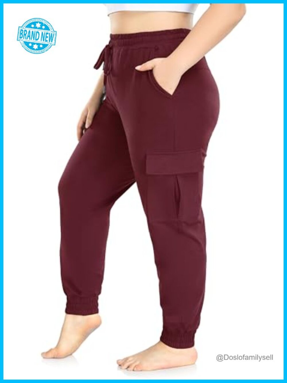 Plus Size Cargo Sweatpants Joggers Tapered Drawstring Active Lounge
